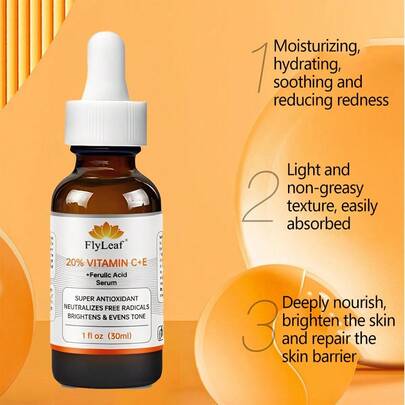 Sérum Facial de Vitamina C+E, Ilumina o Complexo, Melhora a Opacidade, Atenua Linhas Finas e Manchas, Minimiza os Poros, Refina a Textura da Pele, Nutre e Hidrata Profundamente