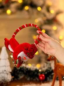 1pc Christmas Decoration Ear Muffs, Cartoon Santa Claus Warm Ear Cover For Children's Party, Christmas Decorations, Christmas Party Supplies, Christmas Accessories