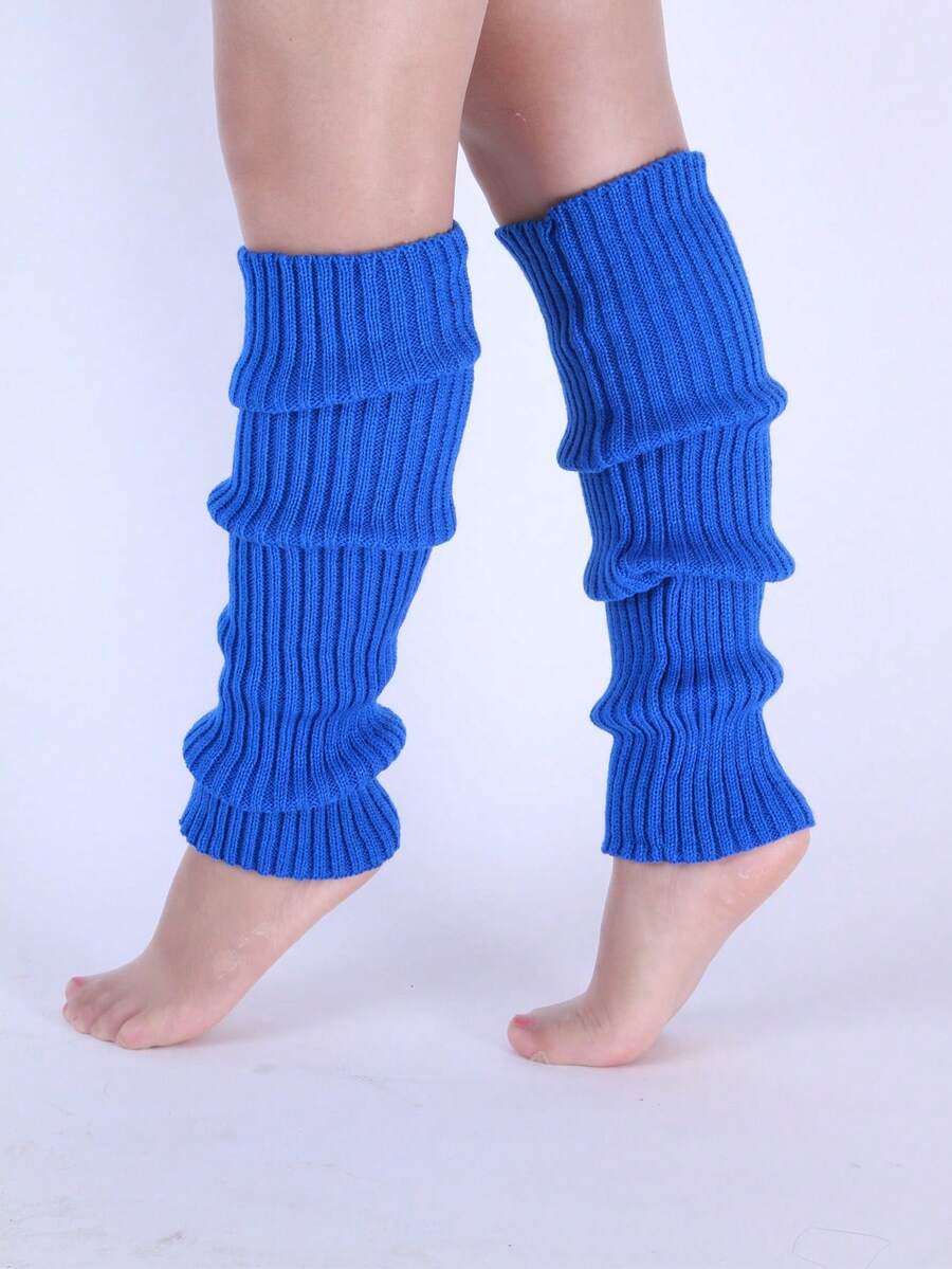 1 par de calentadores de piernas de ballet JK, aptos para uso diario, cálidos - azul real - Ver 1