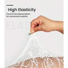 Floral Lace Plus Size Tights High Waist Velvet Pantyhose Sunflower Fishnet Stockings Leggings - trắng - Xem 3