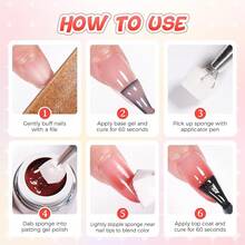Sponge Patting Painting Gel, 16 Colors Gradient Gel Nail Polish Suitable For Gradient Nails, Halo Nails, French Manicure DIY Nail Art Highlight DIY Palette Cloud Fluff - 紅色 - 查看 7