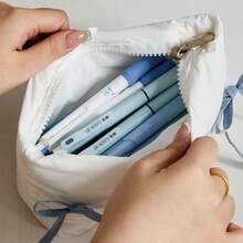 Bolsa de lápices con lazo lindo, de gran capacidad y multifuncional. Estuche para lápices con diseño de gato o perro de dibujos animados. Organizador de papelería para estudiantes, escuela y oficina