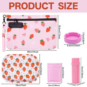 Set de bolsa a prueba de olores con candado de combinación de 3 dígitos - Incluye bandeja de lata, cenicero, tubo de almacenamiento, bolsa pequeña de 12.2" X 7.7", forro de carbón activado, bolsa de almacenamiento con cremallera impermeable, adecuado para bolso de viaje, regalo de cumpleaños para amigos, Halloween, Navidad