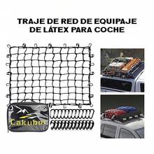 180*120cm Juego de red de látex para equipaje de coche, Bolsas Porta Equipajes, Malla Red Portaequipajes Elástica Universal Techo - Negro - Ver 4