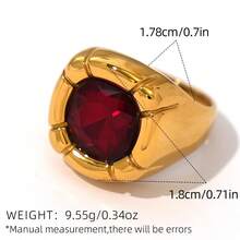 1 件女士克拉复古宝石厚不锈钢 18k 金戒指套装可堆叠时尚戒指套装个性指节手工宝石哥特式复古戒指女士情人节珠宝礼物圣诞珠宝礼物方晶锆石戒指 - 彩色 - 查看 8