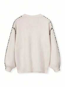 大码女式优雅罗纹针织毛衣 - 柔软弹力套头衫，适合秋冬季，休闲和正装，女士时尚，精致风格，舒适面料 - 卡其色 - 查看 2