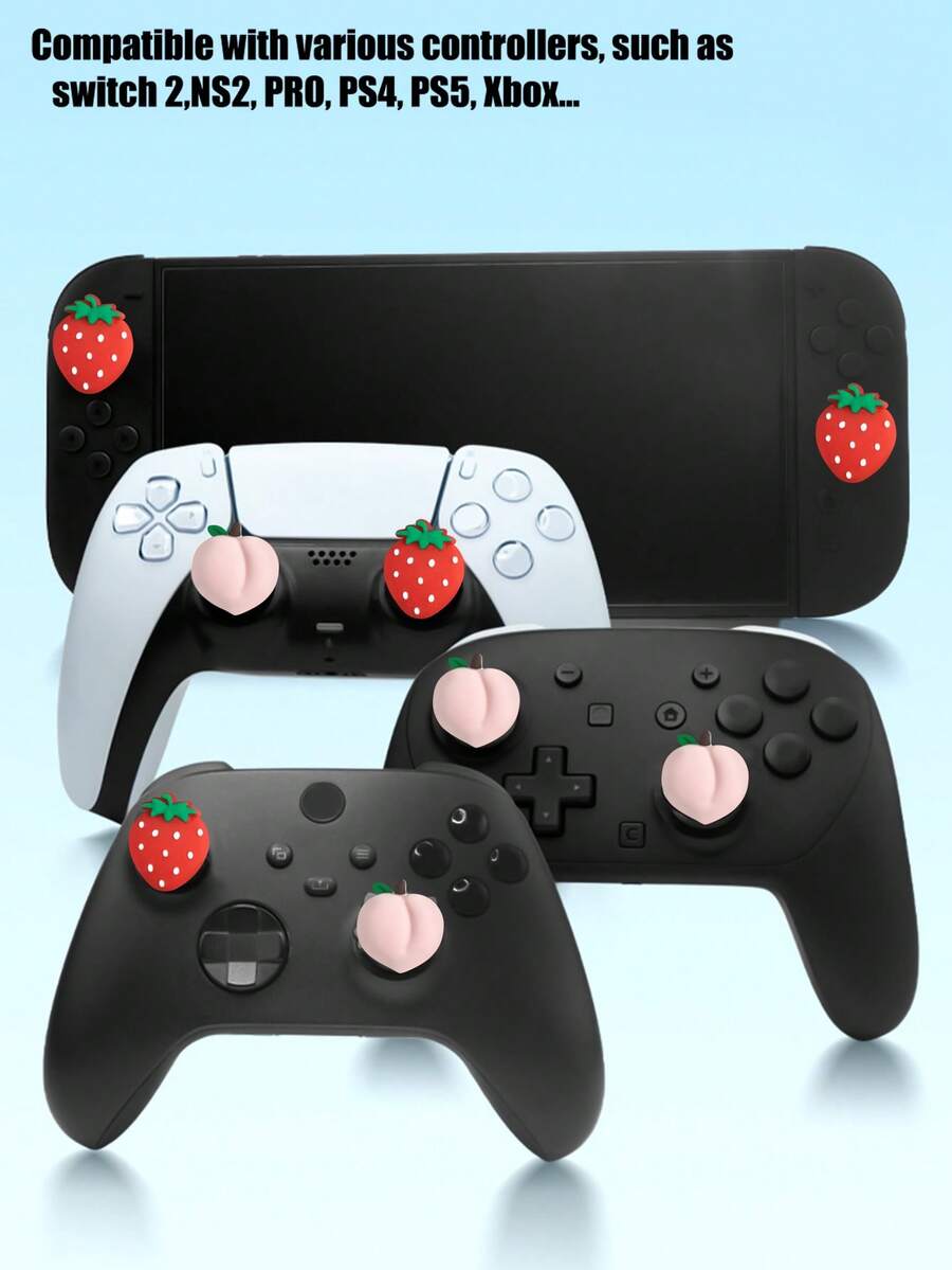 1 Pair Cartoon Silicone Joystick Caps/Covers For Nintendo Switch 2/NS 2/Pro, , - Multicolor - View 1