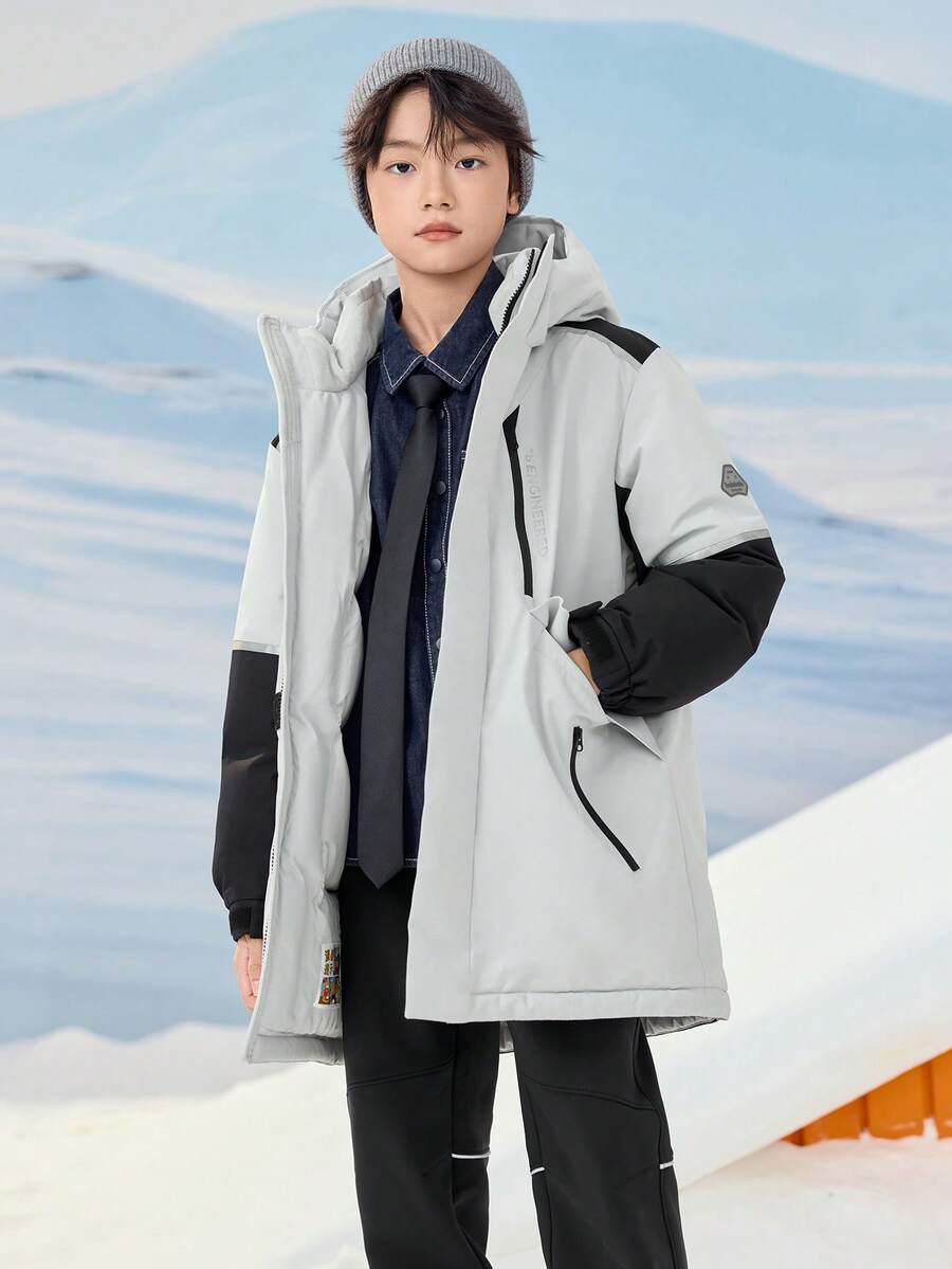 Balabala Tween Boy Down Jacket Boys & Girls Winter Warm, Comfortable - Gray and Black Tone - View 1