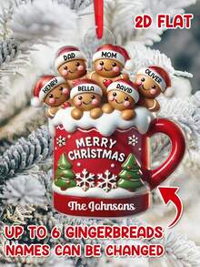 Catygift Individuelle Lebkuchen-Familien Weihnachtsornamente, personalisierte, individuell geformte Feiertags-Dekoration, Geschenk für Eltern, Sammlerstück 2025