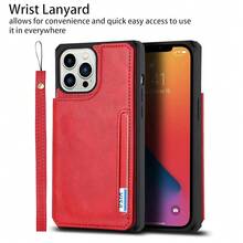 Compatible With IPhone 13 Pro Max Case With Card Holder, Wallet Phone Case For Women Men, Stand And Strap,Leather Shockproof Protective Cover- Red{"Color_name":"A-Red"} - 多色25 - View 6