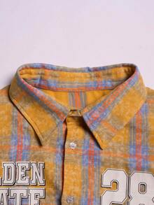ANDREILEE Retro Yellow Plaid Long Sleeve Shirt, Unisex Autumn Early Fall Casual Cardigan Outerwear - Yellow - View 4