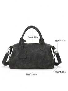 New Vintage Casual Women Handbag Boston Bag Office Commute Tote Shoulder Crossbody Bag With Detachable Strap