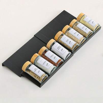 2/4/8 akrylowych przezroczystych organizerów na przyprawy do szuflad, akrylowych przezroczystych organizerów na przyprawy do szuflad, organizer na przyprawy kuchenne i do przechowywania w szufladzie (słoiki nie są dołączone). 2/4/8 biało-czarnych organizerów na przyprawy z PP do szuflad, organizer na przyprawy kuchenne i do przechowywania w szufladzie (słoiki nie są dołączone).