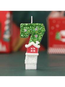 1 pieza Vela de cumpleaños con número azul de 0 a 9 con diseño de copo de nieve, ideal para fiestas de cumpleaños, decoraciones navideñas y regalos de Navidad