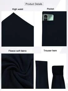 大码女士保暖内衬打底裤 大码女士抽绳口袋打底裤 大码女士保暖七分打底裤 大码女士藏蓝色打底裤 - 藏蓝色 - 查看 5