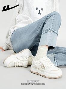 1 Pair WARRIOR Women's Lace-Up Winter Boots, Thick Sole, Warm Lining, Outdoor Casual Sneakers, Warm And Fashionable