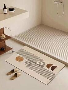1/3片装浴室防滑吸水垫，硅胶垫，复古图案浴室垫，U型马桶垫，洗手盆吸水脚垫，2.5毫米厚圣诞装饰厨房地毯 - 幾何 - 查看 6