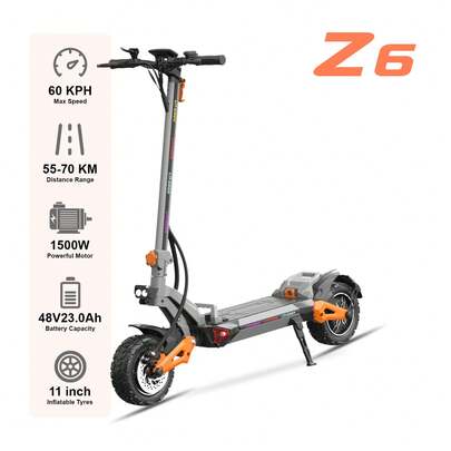 6MSKS Z6 High-Speed Electric Scooter | 48V3000W Dual Motors | 75km/H Top Speed | 70km Range | 11" Wide Tires | 180kg Load | Foldable