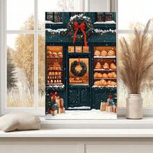 1pc Framed Canvas Poster, Christmas Patisserie, Holiday Bakery Shopfront Wall Art Canvas Paintings, Ideal Gift For Bedroom Living Room Corridor, Wall Art, Room Decoration, 2D Flat - Nhiều màu - Xem 5