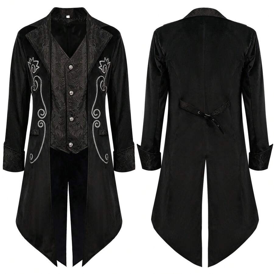 Chaqueta Estilo Frac Gótico Victoriano Para Hombre | Traje Steampunk Y Medieval | Ideal Para Halloween, Cosplay Y Carnaval | Poliéster Y Algodón