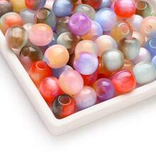 25/30pcs Fashion Large Hole Resin Beads, High Quality Faux Jade Smooth Loose Beads - Glitter, Agate, Mermaid And More Designs, For DIY Bracelets, Necklaces, Scarf Decorations - Multicolor - View 21