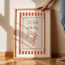 1pc Scandinavian Christmas Quotes Wall Paintings, Printable Decorative Paintings On The Theme Of Eating, Drinking And Having Fun, Illustrations Of Holiday Wine Glasses, Nordic Winter Festival Art Works Such As Canvas Wall Art, Funky Girl Art, Inspirational Quote Art, Home Decor And Canvas Hanging. - Multicolor - View 2