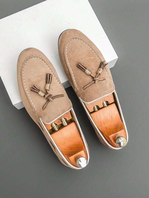 Men's Flat Formal Business Casual Shoes, Tassel Non-Slip Slip-On Outdoor Leisure Derby Shoes