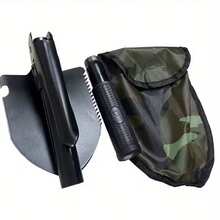 1pc Ultra-Light Tactical Folding Shovel - Survival Shovel With Saw, Pickaxe And Camouflage Pouch, Stainless Steel, Suitable For Camping, Hiking And Outdoor Adventure, Multi-Functional Tool, Sturdy Construction