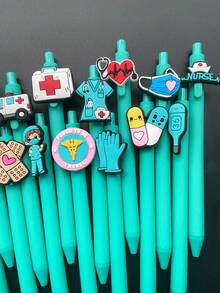 10 Stücke/Set minimalistische einfarbige Kugelschreiber für medizinisches Personal, Doktoren- & Krankenschwestern-Motiv, geeignet als Geschenk für Ärzte, Krankenschwestern, medizinisches Assistenzpersonal und Studenten, zufälliger Stil - Schwarz - Übersicht 5