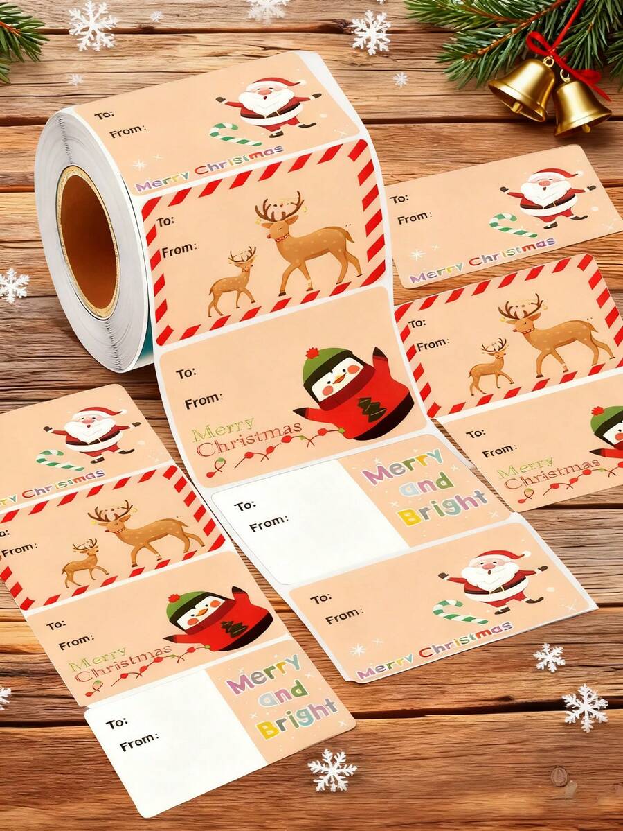 200 peças/500 peças Etiqueta Adesiva de Presente de Natal (3,8 x 5 cm), Pode Escrever, Etiquetas Decorativas Multiuso Autoadesivas para Feriados, Usadas para Embalagem de Presentes de Natal, Etiquetas Autoadesivas Universais para Uso Diário, Vários Estilos, Decoração de Natal, Natal, Artesanato de Natal