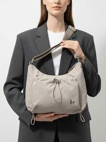 Women's Lightweight Nylon Crossbody Hobo Bag Casual Chic Modern Multi-Pockets Everyday - 黑色 - 查看 3