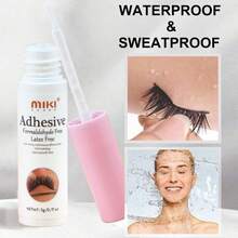 Miki House Super Strong Hold Eyelash Adhesive, Brush On, Waterproof Long-Lasting Strip Lash Glue, Natural-Looking Allergy & Latex Free With Brush Applicator 5g /0.17 OZ-White Glue (1 Piece )