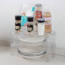 Multi-Layer Kitchen Refrigerator Shelf Organizer, Household Layered Divider Rack For Tableware, Spice Jars, Storage