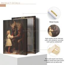 1 pièce Impression sur canevas de Krampus, décoration murale de Noël effrayante, convient pour la décoration de la maison, de la chambre, du salon, de la salle de bain, décoration murale, décorations de Noël pour la maison, avec option de cadre mural