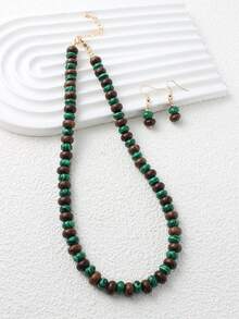 Set Of Necklace, Beaded Jewelry And Watch/Women's Fashion Jewelry/Women's Necklace/Women's Beaded Necklace Handmade Sandalwood Bead Necklace Earrings Friendship Energy Jewelry For Daily Wear Jewelry Gift