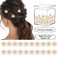 20pcs Crystal Camellia Mini Hair Clips, Everyday Bangs Clips, Princess Decor Hairpins, Suitable For Commute, Party, Gift, Sweet Mori Style, Minimalist Fashion Hair Accessories Fashion Claw Clips Winter Hair Clutch