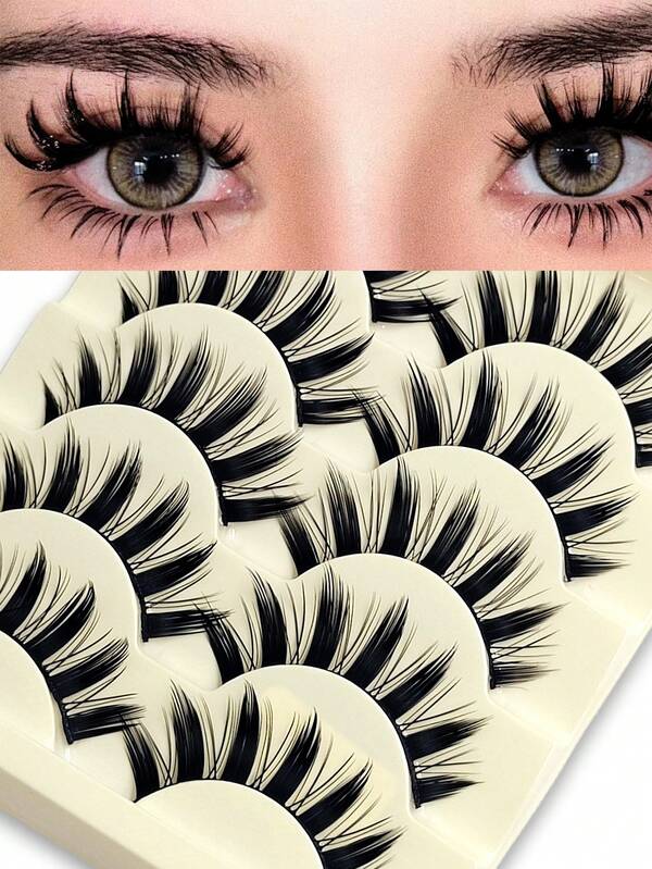 5 Pairs Natural Japanese Serious Makeup False Eyelashes Women Long Thick Eye Lash Cosplay Fake Eyelashes Eye Extension Tools