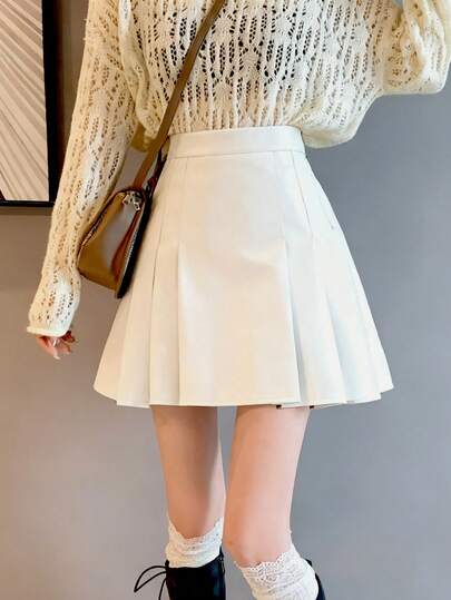 时尚百搭纯色百褶裙