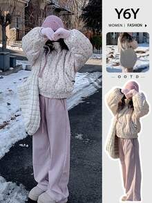 Y6Y Ditsy Floral Beige Padded Coat, Women's Winter 2025 New Petite High-Quality Stylish Outerwear - Beige - View 6