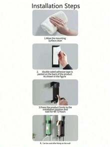 2pcs Simple White Storage Holder, Plastic Black Punch Free Storage Rack For Household - màu đen - Xem 3