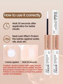 MAGEFY 1 件双头睫毛胶，黑色侧使睫毛浓密卷曲，白色侧使睫毛定型，干燥后自然隐形，牢固粘贴，适合日常使用，用于睫毛，旅行必备睫毛胶，睫毛胶 - 黑色 - 查看 12