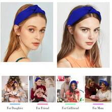 Knotted Headbands For Women Girls Royal Blue Headband Non Slip Wide Top Knot Head Band Cute Fashion Hairband Fabric Hair Accessories Comfortable Elastic Hair Band Halloween Costume Party Gifts