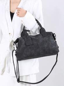 New Vintage Casual Women Handbag Boston Bag Office Commute Tote Shoulder Crossbody Bag With Detachable Strap