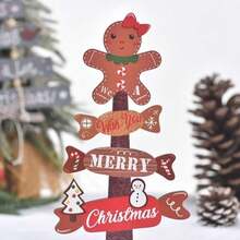 1 قطعة زخرفة عيد الميلاد رجل الزنجبيل كتزيين شجرة عيد الميلاد المكتبية، ديكور عيد الميلاد من الخشب