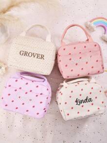 Personalized Lunch Box Bag, Custom Name Lunch Box Tote Bag, Personalized Insulation Bag, Picnic Bag, Insulation Lunch Bag, Back To School Gift, Fashionable, Colorful, Cute, Simple, Kawaii, Unique Personalized Custom Gift