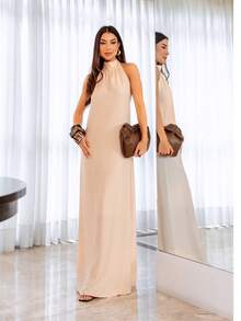 Women's Long Backless Simple Beach Dress None Fabric Backless / Backless Ruffled 019 Wedding Evening Beach Home Office Formal & Evening Travel Daily Birthday Party Summer - 裸體 - 查看 4
