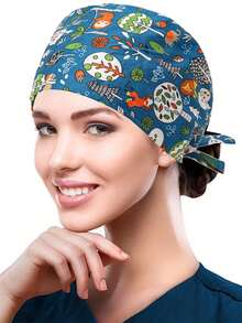 1pc Printed Drawstring Surgical Cap, Suitable For Doctors, Nurses, Medical Staff, Home Use,Summer,Beach,Hat,Holiday,Travel - Multicolor - View 14