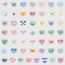 50 cái/100 cái Hình dán vẽ tay hình trái tim dễ thương, dùng để trang trí bình nước và điện thoại, hình dán trái tim tự làm, hình dán tỏ tình sáng tạo. - Nhiều màu - Xem 7