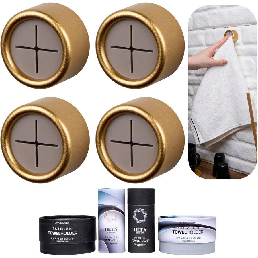 Ganchos Toallas Cocina Organización Dorado Satinado Paq4 - Nebulosa Blanca - Ver 1