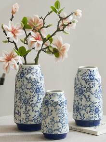 Wazon porcelanowy w kolorze niebieskim i białym, duża ceramiczna ozdoba, kreatywny stolik do herbaty, salon, woda odżywcza, kompozycja kwiatowa, ekskluzywny, nowy wazon w stylu chińskim